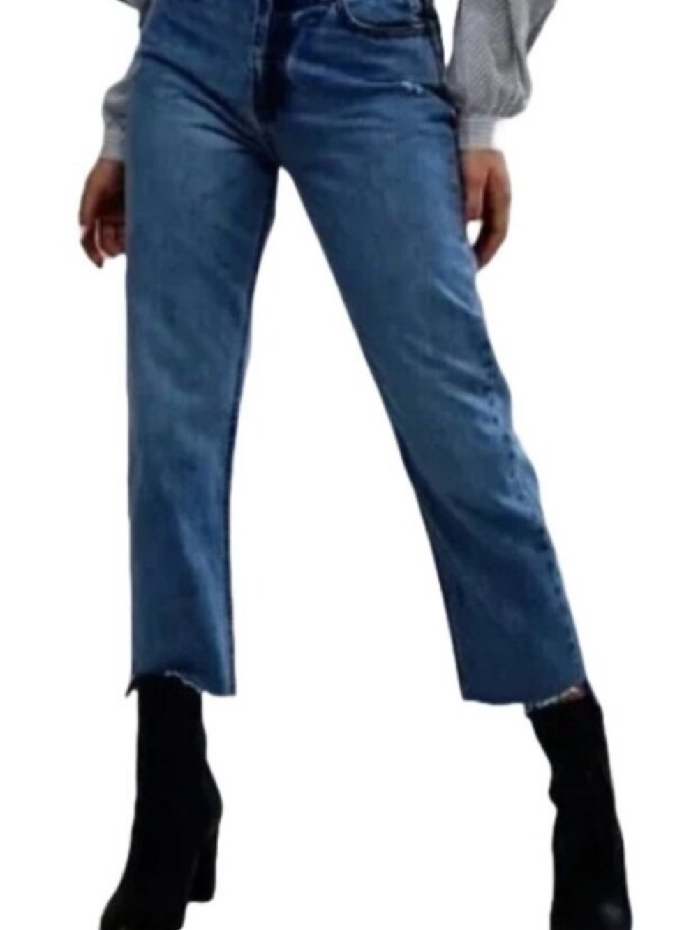 NWT EVIDNT Los Angeles
Florence Straight Leg Jeans Size 28 Distressed Crop